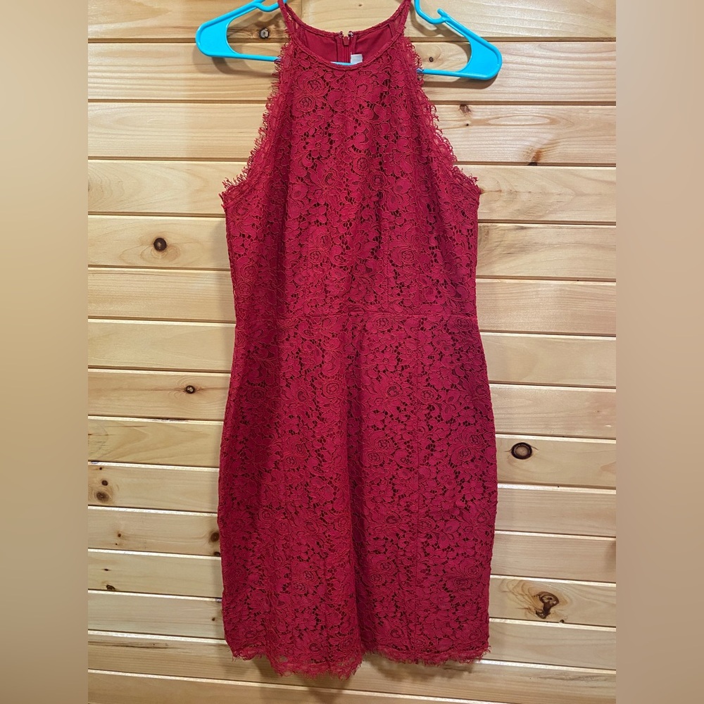 Loft fun little red lace dress size 10